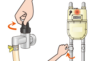 ガス栓やメーターガス栓を閉めてください