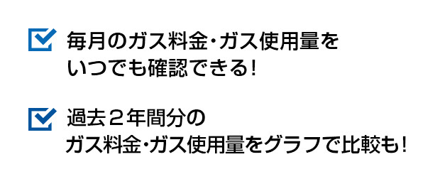 毎月のガス料金・ガス使用量をいつでも確認できる！